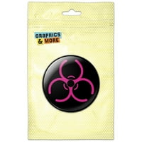 Biohazard предупредителен символ Pink Pinback бутон Пин значка
