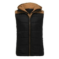 Guvpev Men's Hoodie Fall Winter Zipper Fashion Color ColaistJacket Vest Top Jacket - Черен XXL