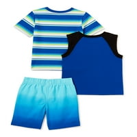 Бебе момче и малко дете тениска, резервоар и шорти ми & мач комплект, 3-парче, 12м-5т