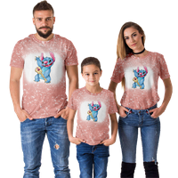 Фнико мъжка и дамска тениска Лило и Стич с къс ръкав Полиестер О-врат Фахион тениска за възрастни деца