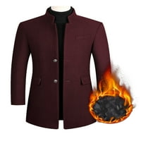 Cindysus Мъжко палто палто яке за ревера с дълъг ръкав котлети зимни топли изморени дрехи в средна дължина на палта вино червено 3xl