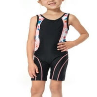Luxplum Kid Girl Bouthing Suit Leaveless Swimwear Crew Neck One Swimsuit Water Sport Sun Protection Swimsuits Beach Cute Black 152