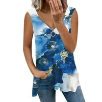 fvwitlyh огромни тениски за дамски къси тениски с дълъг ръкав v вратни тениски Основни върхове на тийнейджърите сини големи