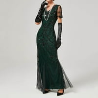 Caicj жени без ръкави v шия разделен вечерен рокля с дълги рокли за сватба гост зелено, xxl