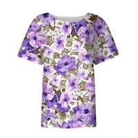 Дамски летни ризи флорални шаблони плюс размери блузи за жени с v-образно деколте с къси ръкави удобни облечени тениски