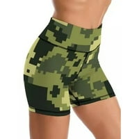 Женски йога панталони, Tianek Summer Elastic Leopard Camouflage Stripe Print Hip Lift Fitness Shorts Панталони за фитнес панталони