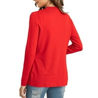 drpgunly дълъг жилетка, твърд цвят дълъг ръкав без копче ежедневен плетен пуловер жилетка, женско яке дамски жилетка на жилетка за жени дамски дрехи червено l