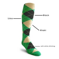 Голф Knickers Цветни коляни с висок аргил памучен чорапи за мъже жени и младежи - BBB: Черно естествено - Мъжки