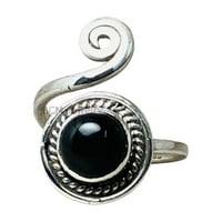 Сребърен сребърен пръстен за дамски, черен они пръстен скъпоценен камък уникален ръчно изработен пръстен за нея