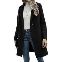 Жилетка за жени дамски модни жени небрежни дълги ръкави свободни модни копчета солидно палто