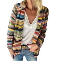 Дамски есен и зимен моден пуловер плетен жилетка тънко палто свободно палто женски жилетка горещо розово xl
