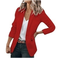Cacommark pi женски върхове плюс размери разстояние жени тънък бутон с дълъг ръкав блуза риза пролетни модели солиден костюм червено