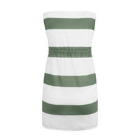 Daznico Women's Fashion Casual Tube Top Top Open Back Printed Dress Green L