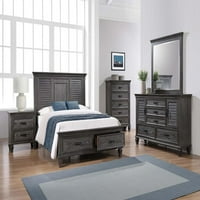 Franco 4 Piece Eastern King Storage Setroom Set Weethered Sage