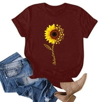 Слънчогледови ризи за жени Сладки графични тениски Писмо печат Смешни тениски отгоре