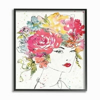 Ступел индустрии Глам мода цвете коса фигура рисуване рамкирани стена изкуство от Ан Таволети