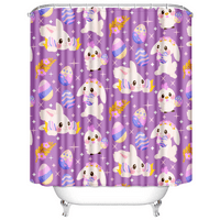 Fnyko великденски душ завеса комплект карикатура за заек яйце печат за дома декор завеса с громжи и куки водоустойчиви завеси за душ за домашен хотел баня