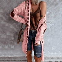 Дамски пачуърк жилетка с дълъг ръкав отворен предни плетани пуловери палто