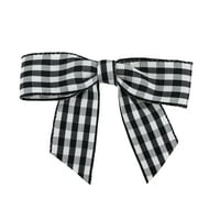 Paper Gingham Twist Tie Bows, Black & White, In, 100 пакет