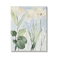 Ступел индустрии абстрактни бели цветя листа акварел ефект четки живопис галерия увити платно печат стена изкуство, дизайн от Лени Лорет
