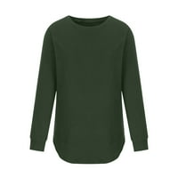 Обезпокояван женски тениски Разчистване Женска мода есен зимен солидна пуловер с кръгла дросел с дълъг ръкав зелени xxl