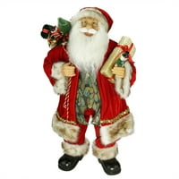 24 Старият свят стил стои Дядо Коледа Коледна фигура с чанта за подаръци и подаръци