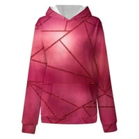 Суитчърс за женски качулки за жени есен и зимен отпечатан пуловер суичър с дълъг ръкав моден суичър горещо розово xxl