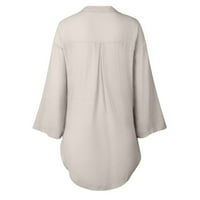 adviicd жени блузи женски дантела с дълъг ръкав v ризи за врата свободни ежедневни върхове тениска бяла блуза