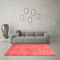 Ahgly Company Indoor Round Abstract Red Contemporary Area Rugs, 3 'Round