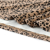 Уникални изгодни Дамски дълъг ръкав слоеста вълнена подгъва Леопард принт рокля