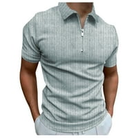 Къси върхове завой надолу блуза случайни печатни Мъжки ръкав риза яка цип ивица мъжка блуза