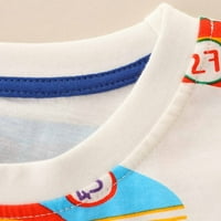 Летни бебешки върхове Просвещение бебе момчета кръгла врата с къс ръкав памучна ивица мода английска тениска за печат 2- години