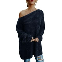 Пуловер пуловери за жени дамски есенни и зимни Дълъг ръкав плюшен Дълъг ръкав раменен Пуловер