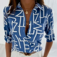 Ризи за жени раирани отпечатани v-образно деколте с дълъг ръкав моден темперамент ежедневни върхове улични дрехи ризи за парти