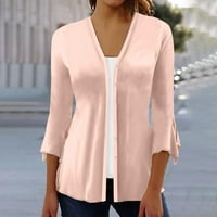 Ganfancp жилетки за жени плюс размери летен ръкав моден кардиган твърд цвят ежедневни тениски блузи розови 5xl