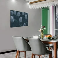 Черно -бели лалета Поле в рамка на платното изкуство за стена, модерен декор за домашна стена, готов за окачване