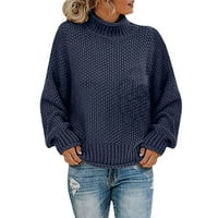 Коледни пуловери за жени разрешение Женски случайни твърди остриета върхове плетене на пуловер с дълги ръкави пуловер