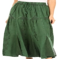 Sakkas Olivia Womens Maxi Bohemian Gypsy дълга пола с еластична талия и дантела - зелена - един размер