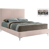 Меридиански мебели Geri Pink Velvet Пълно легло