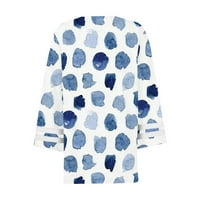 ifshaion жилетка за жени покриват леката ежедневна вълна точка три четвърт ръкав бутон блузи отворени предни жилетка палто син l