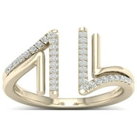 1 4к ТДВ диамант 10К жълто злато паралелен пръстен