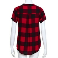 Usmixi дамски блузи и върхове обличане плюс размер дишащи пуловерни туники ризи лято v-образно деколте с късо ръкав щампа ежедневни блузи червени xxxxl