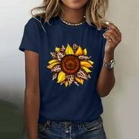 Женски ризи слънчоглед лято плюс размер свободно момиче с къс ръкав Графични ежедневни тийнейджъри блузи за жени