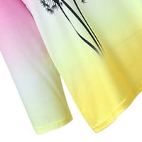 Тениски За Жени Градиент Флорални Печатни Дълъг Ръкав О-Врата Ежедневни Тениска Блуза Риза Топ Блуза
