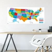 Карта - Стенски плакат на Съединените щати на Америка, 22.375 34