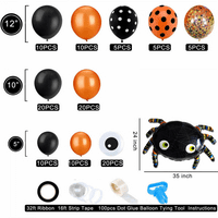 Хелоуин балон арка венец комплект черно оранжево конфети балони с фолио Паяк балон за деца Хелоуин тема парти фон декорации класна стая