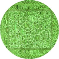 Агли Компания Закрит Кръг Персийски Зелени Традиционни Килими Площ, 6 ' Кръг