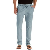 Панталони за мъже панталони за мъже панталони за мъже имат еластична лента за талията и Цип полет с регулируема вътрешна Шнур за потребителски годни за мъжки панталони синьо л