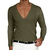 Мъжки Дълги Ръкави В Врата Плътен Пуловер Случайни Мъже Тениска Мъжка Блуза