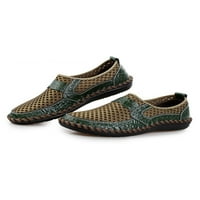 Увиващи се мъже ходещи обувки Мрежа апартаменти Плъзгане на мокасини на открито и вътрешен лофера дишащ ежедневен комфорт на обувката Леко тъмно зелено 9,5